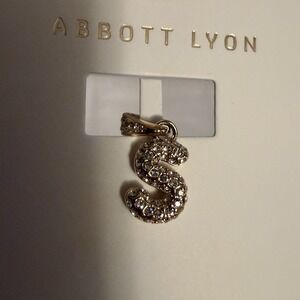 Abbott Lyon "S" Bubble Initial Pendant Charm Gold With Crystals New With Tags